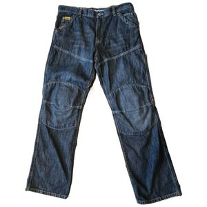 BILT Iron Workers Men Kevlar Reinforced Motorcycle Riding Jeans Blue Denim 34x32